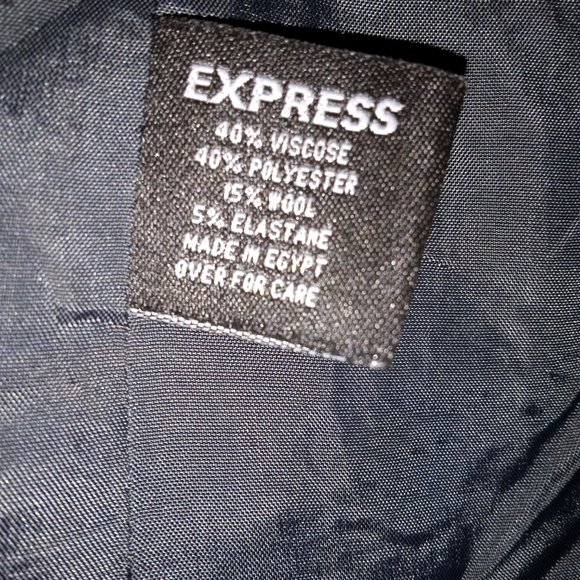 Express Leather Trimmed Gray and Black Stretch Blazer - Picture 2 of 12